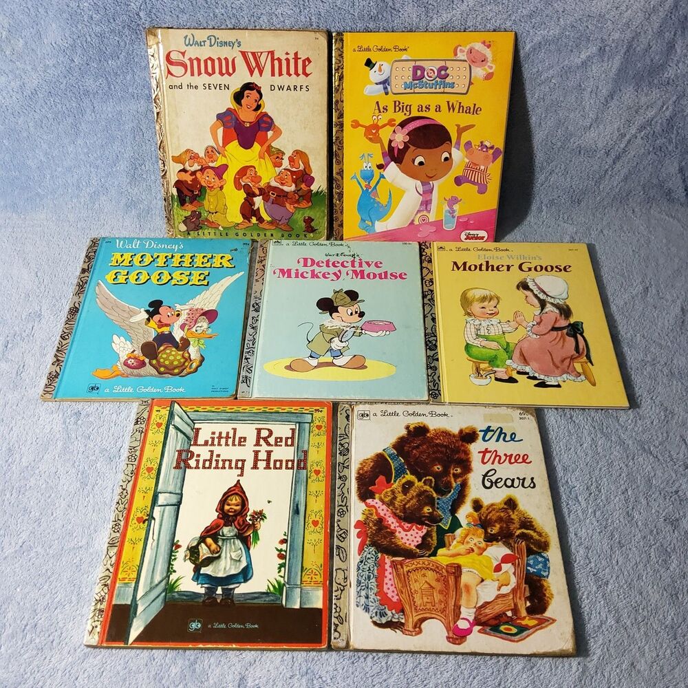 Vintage Disney & Classic Little Golden Books Lot of 7 Snow White Mother Goose